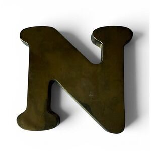 Vintage Solid Brass Letter N, Brass Letter N, Letter N, N Name